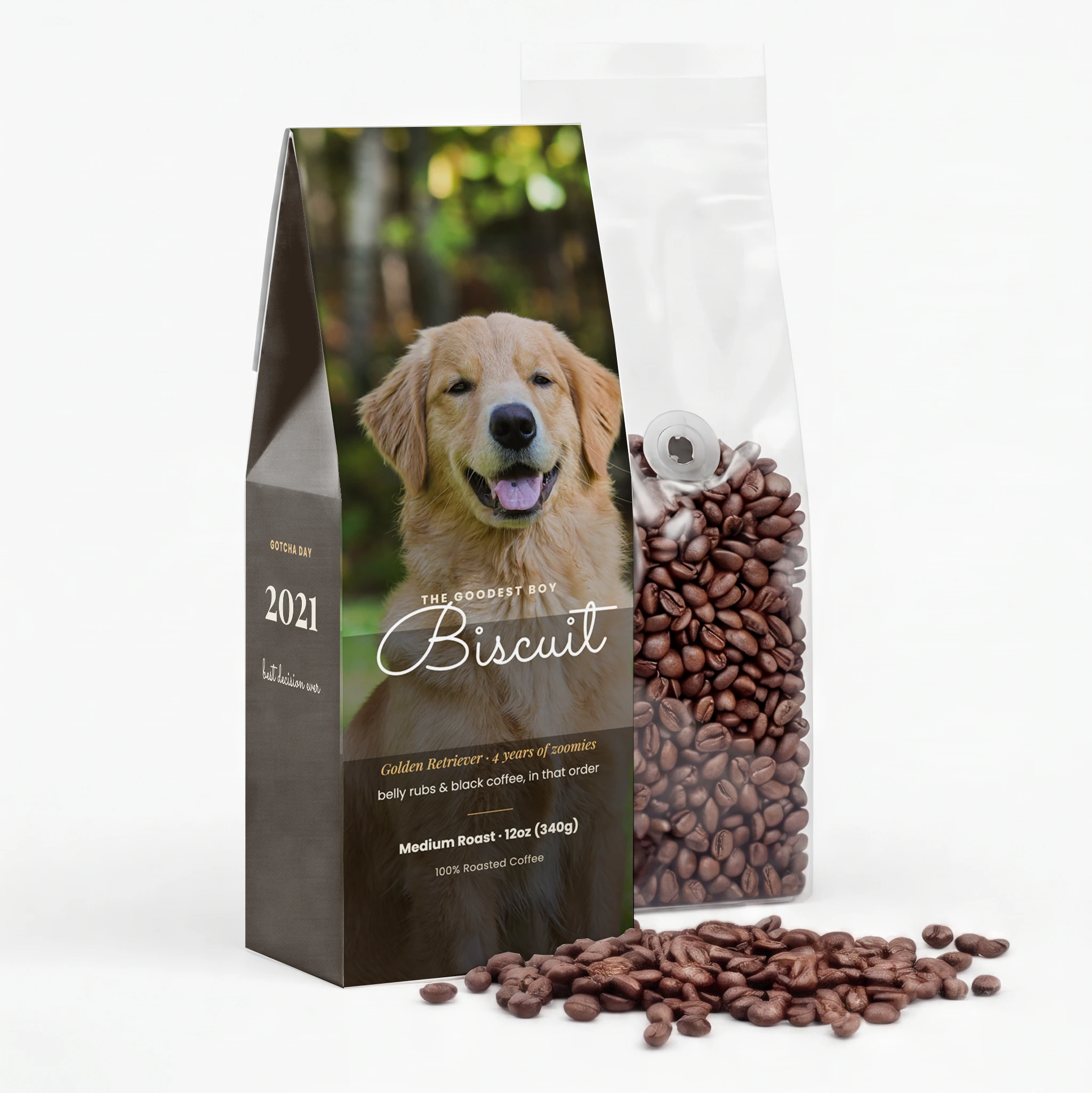 Best Boy coffee bag template — pets style